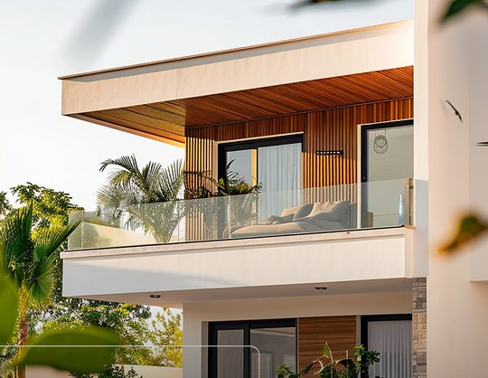 Casa moderna protegida por seguro residencial
